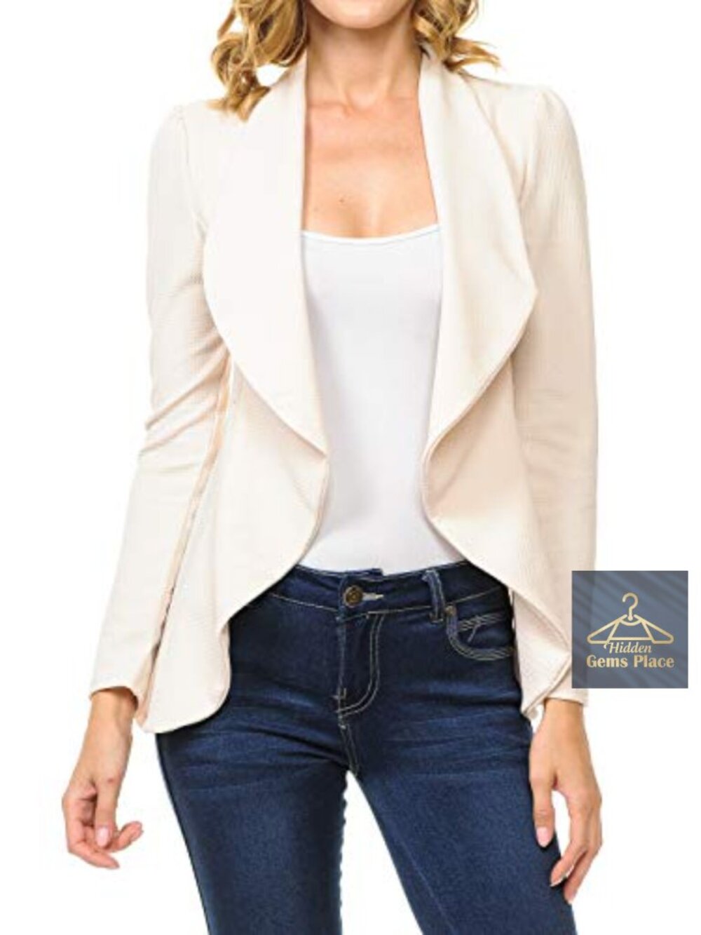 Long Sleeve Draped Open Front Lightweight Blazer